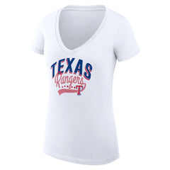 Texas Rangers G-III 4Her by Carl Banks Women's Super-Slim Fit Lightweight Filigree Team V-Neck T-Shirt - MLB