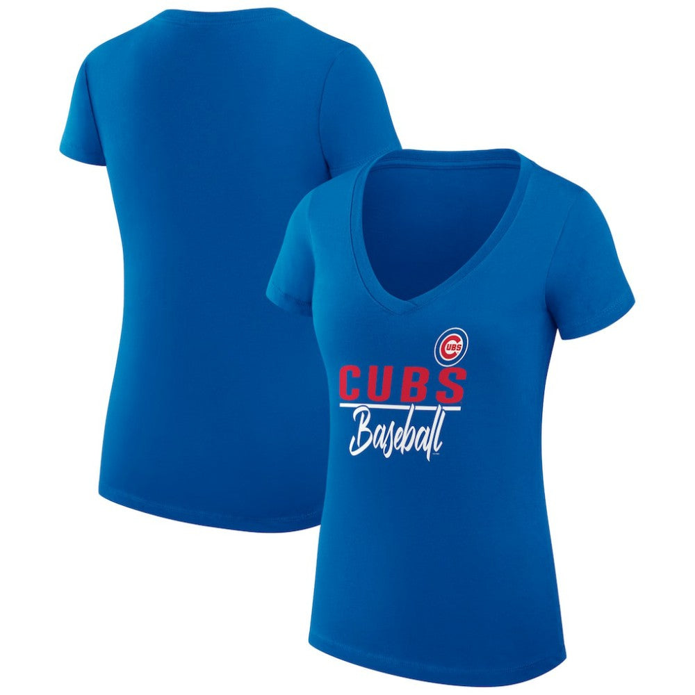 Chicago Cubs G-III 4Her by Carl Banks Women's Super-Slim Fit Lightweight Team Graphic V-Neck T-Shirt - MLB