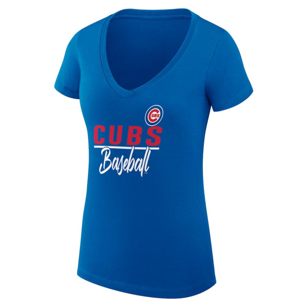 Chicago Cubs G-III 4Her by Carl Banks Women's Super-Slim Fit Lightweight Team Graphic V-Neck T-Shirt - MLB