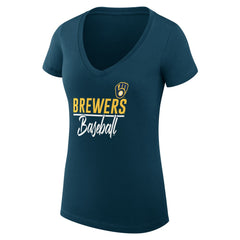 Milwaukee Brewers G-III 4Her by Carl Banks Women's Super-Slim Fit Lightweight Team Graphic V-Neck T-Shirt - MLB