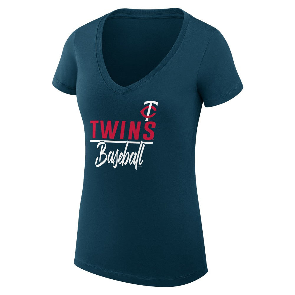 Minnesota Twins G-III 4Her by Carl Banks Women's Super-Slim Fit Lightweight Team Graphic V-Neck T-Shirt - MLB
