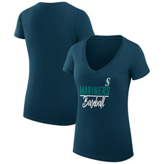 Seattle Mariners G-III 4Her by Carl Banks Women's Super-Slim Fit Lightweight Team Graphic V-Neck T-Shirt - MLB