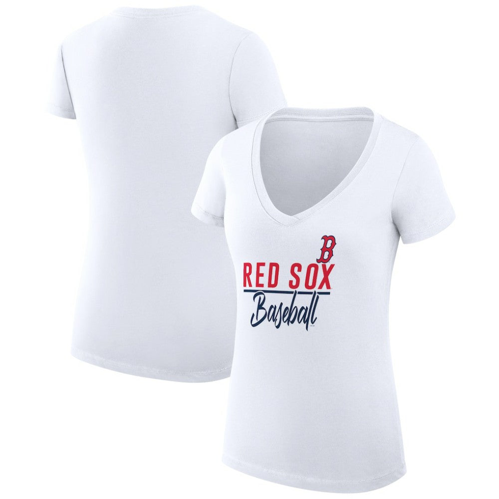 Boston Red Sox G-III 4Her by Carl Banks Women's Super-Slim Fit Lightweight Team Graphic V-Neck T-Shirt - MLB