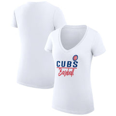 Chicago Cubs G-III 4Her by Carl Banks Women's Super-Slim Fit Lightweight Team Graphic V-Neck T-Shirt - MLB