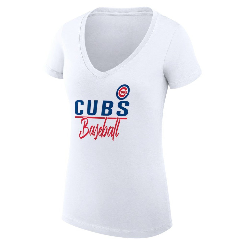 Chicago Cubs G-III 4Her by Carl Banks Women's Super-Slim Fit Lightweight Team Graphic V-Neck T-Shirt - MLB