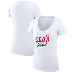 Cincinnati Reds G-III 4Her by Carl Banks Women's Super-Slim Fit Lightweight Team Graphic V-Neck T-Shirt - MLB