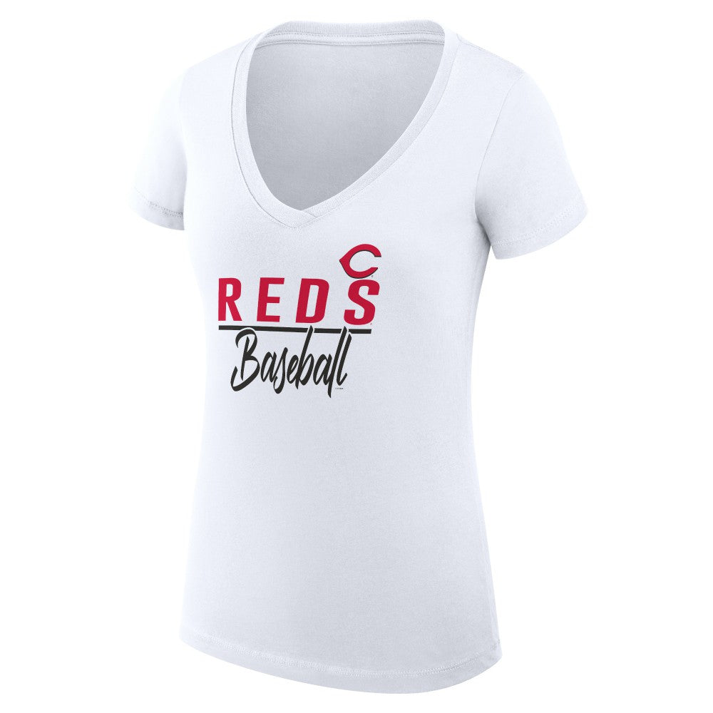 Cincinnati Reds G-III 4Her by Carl Banks Women's Super-Slim Fit Lightweight Team Graphic V-Neck T-Shirt - MLB