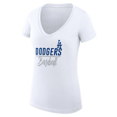 Los Angeles Dodgers G-III 4Her by Carl Banks Women's Super-Slim Fit Lightweight Team Graphic V-Neck T-Shirt - MLB
