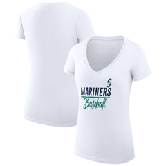 Seattle Mariners G-III 4Her by Carl Banks Women's Super-Slim Fit Lightweight Team Graphic V-Neck T-Shirt - MLB