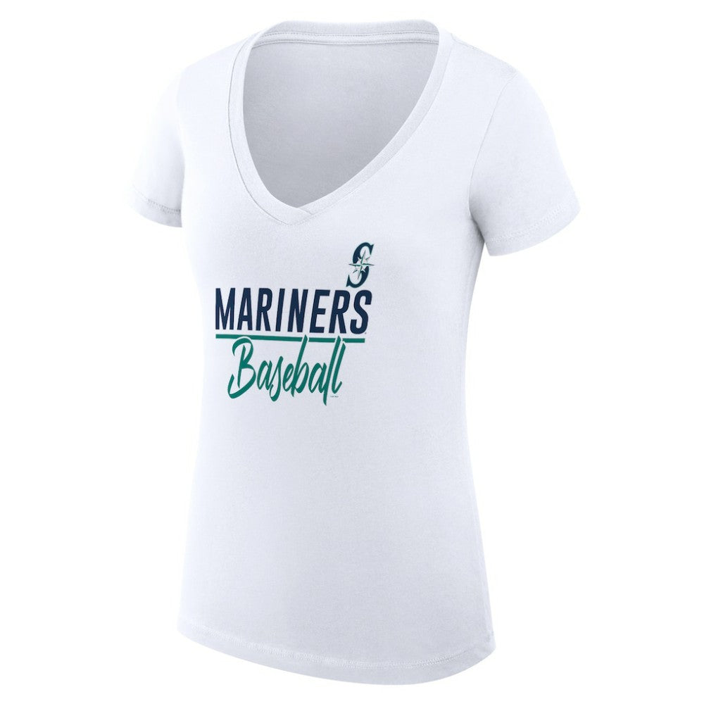 Seattle Mariners G-III 4Her by Carl Banks Women's Super-Slim Fit Lightweight Team Graphic V-Neck T-Shirt - MLB