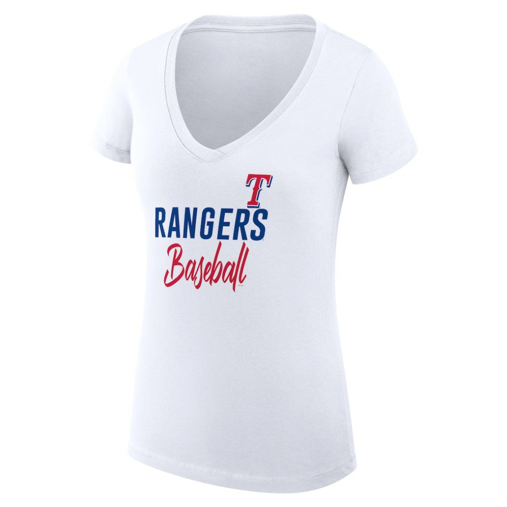 Texas Rangers G-III 4Her by Carl Banks Women's Super-Slim Fit Lightweight Team Graphic V-Neck T-Shirt - MLB