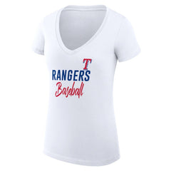 Texas Rangers G-III 4Her by Carl Banks Women's Super-Slim Fit Lightweight Team Graphic V-Neck T-Shirt - MLB