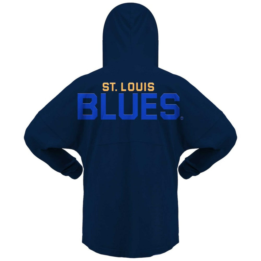St. Louis Blues Fanatics Women's Jersey Lace-Up V-Neck Long Sleeve Hoodie T-Shirt - Navy - NHL