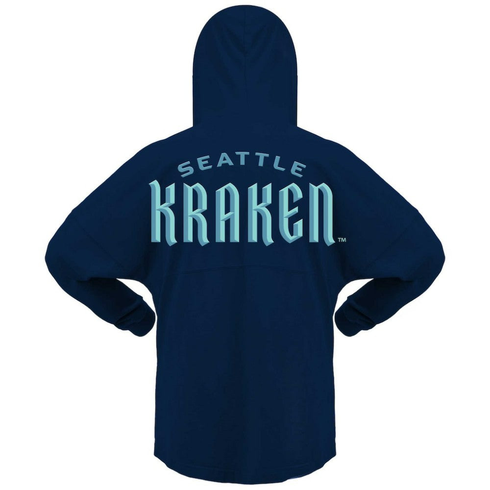 Seattle Kraken Fanatics Women's Jersey Lace-Up V-Neck Long Sleeve Hoodie T-Shirt - Deep Sea Blue - NHL