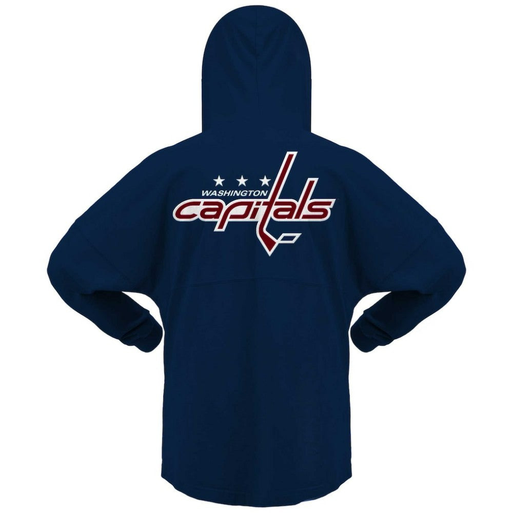 Washington Capitals Fanatics Women's Jersey Lace-Up V-Neck Long Sleeve Hoodie T-Shirt - Navy - NHL