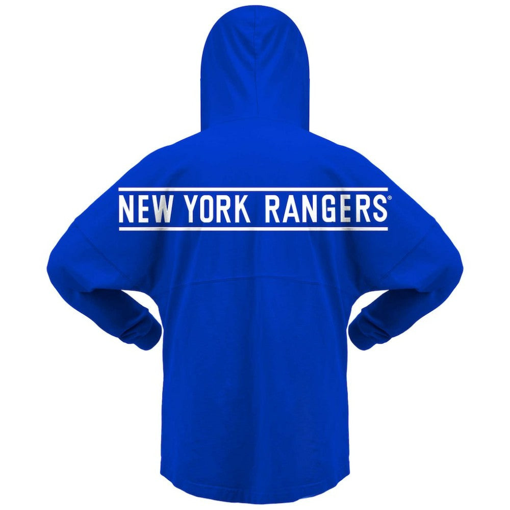 New York Rangers Fanatics Women's Jersey Lace-Up V-Neck Long Sleeve Hoodie T-Shirt - Blue - NHL