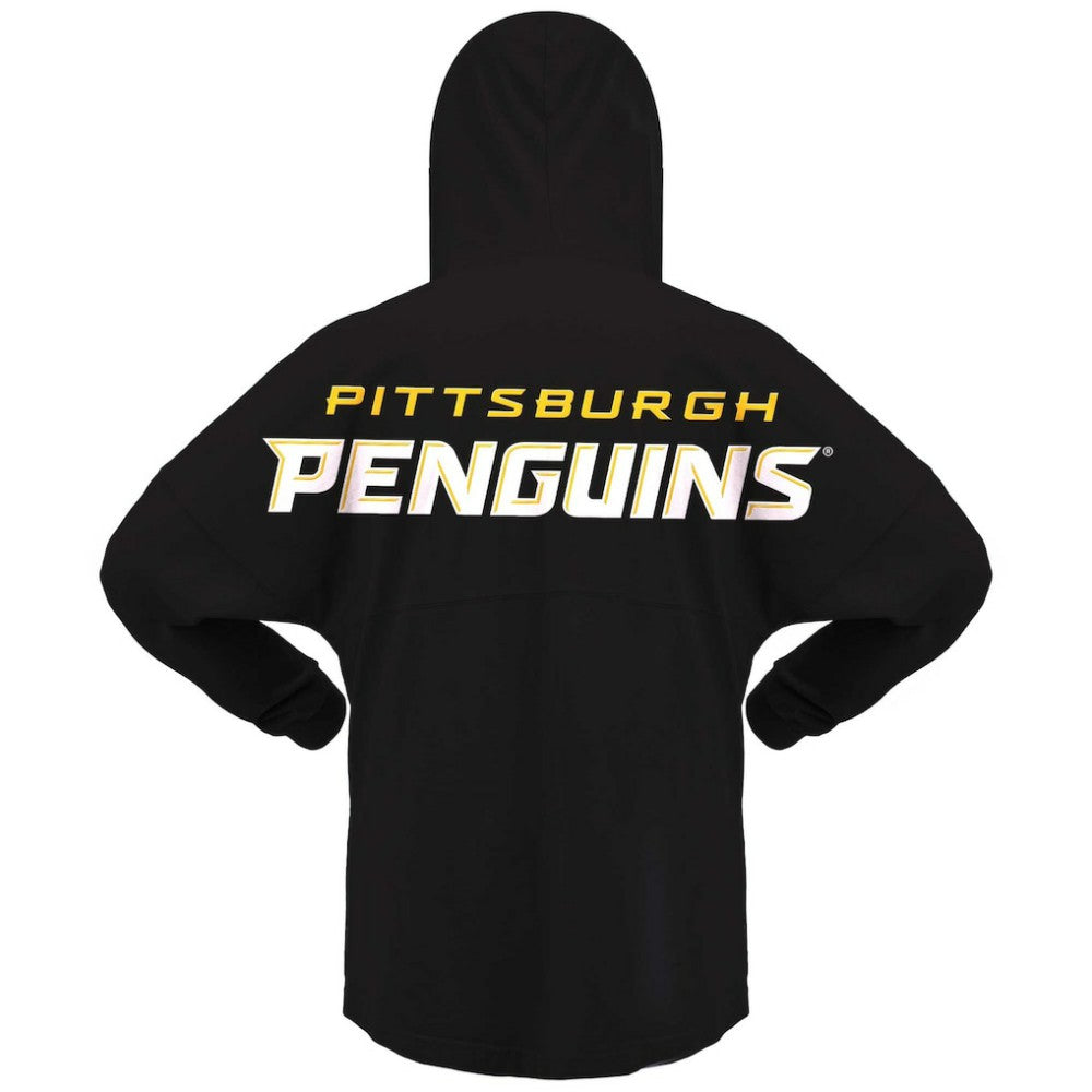 Pittsburgh Penguins Fanatics Women's Jersey Lace-Up V-Neck Long Sleeve Hoodie T-Shirt - Black - NHL