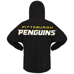 Pittsburgh Penguins Fanatics Women's Jersey Lace-Up V-Neck Long Sleeve Hoodie T-Shirt - Black - NHL