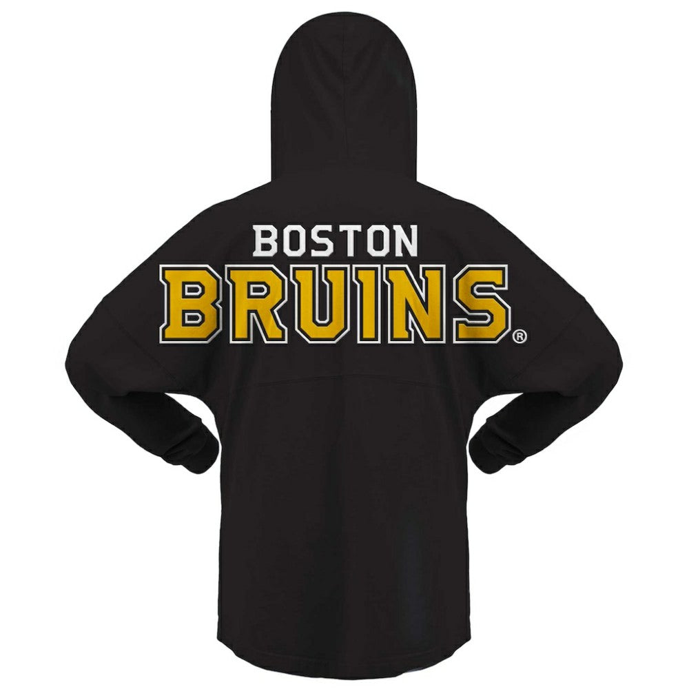 Boston Bruins Fanatics Women's Jersey Lace-Up V-Neck Long Sleeve Hoodie T-Shirt - Black - NHL