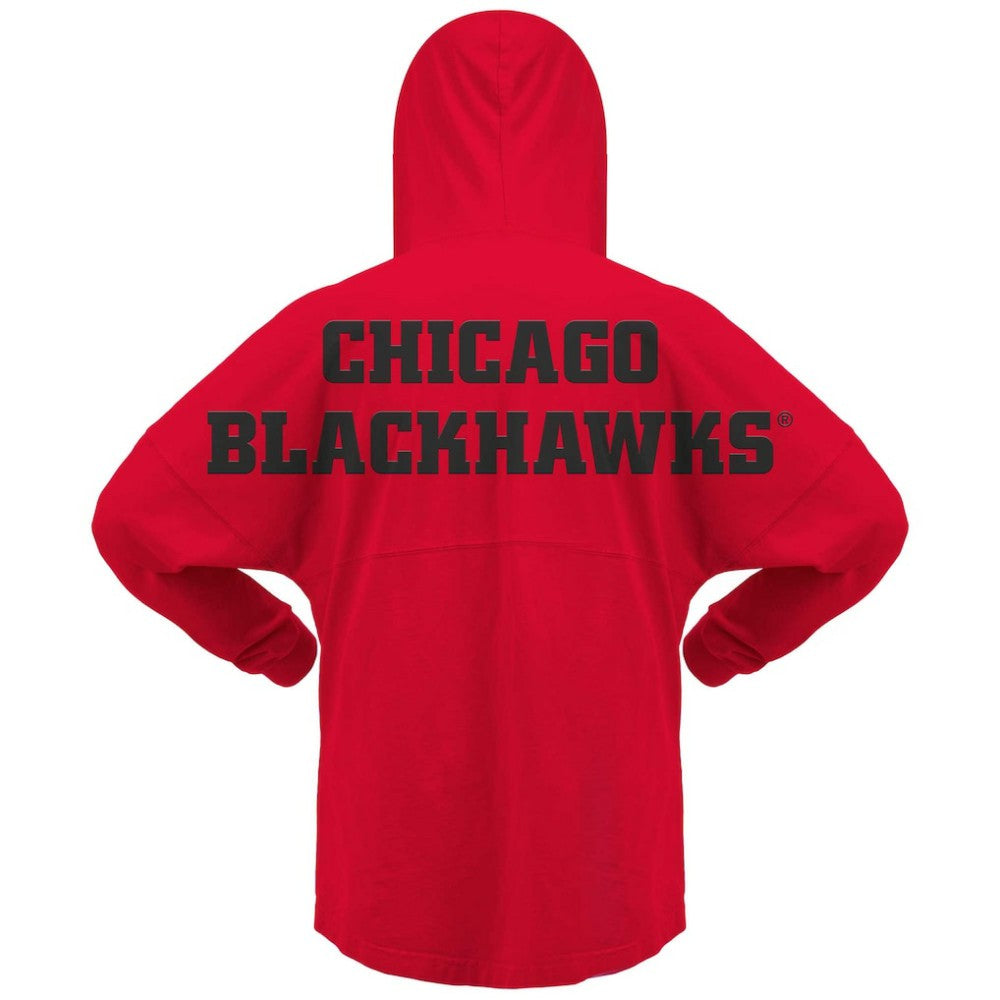 Chicago Blackhawks Fanatics Women's Jersey Lace-Up V-Neck Long Sleeve Hoodie T-Shirt - Red - NHL