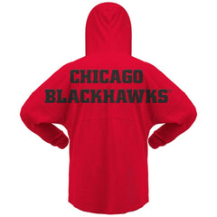 Chicago Blackhawks Fanatics Women's Jersey Lace-Up V-Neck Long Sleeve Hoodie T-Shirt - Red - NHL