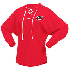 Carolina Hurricanes Fanatics Women's Jersey Lace-Up V-Neck Long Sleeve Hoodie T-Shirt - Red - NHL