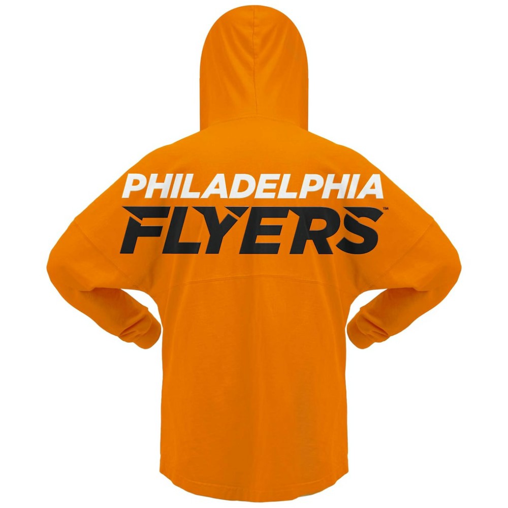 Philadelphia Flyers Fanatics Women's Jersey Lace-Up V-Neck Long Sleeve Hoodie T-Shirt - Orange - NHL