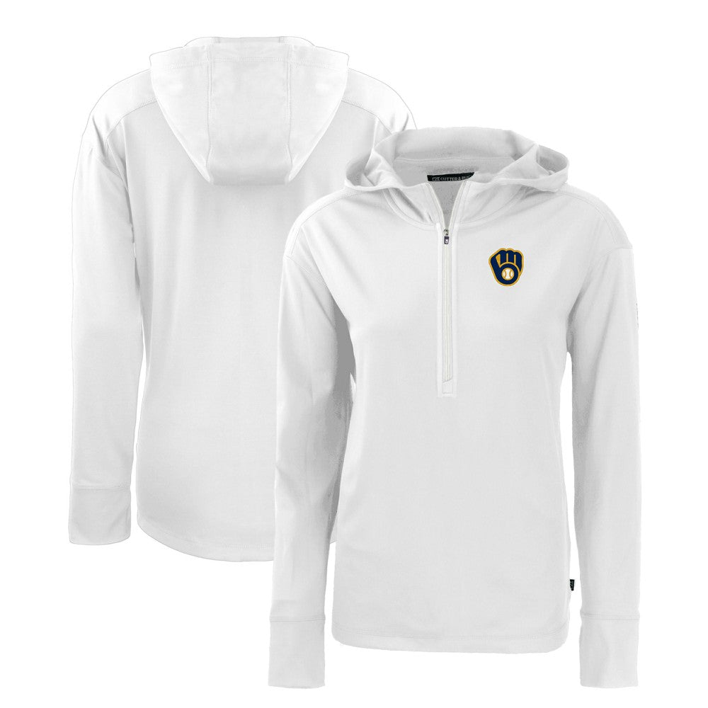 Milwaukee Brewers Cutter & Buck Women's Daybreak Eco Recycled Half-Zip Hoodie - MLB