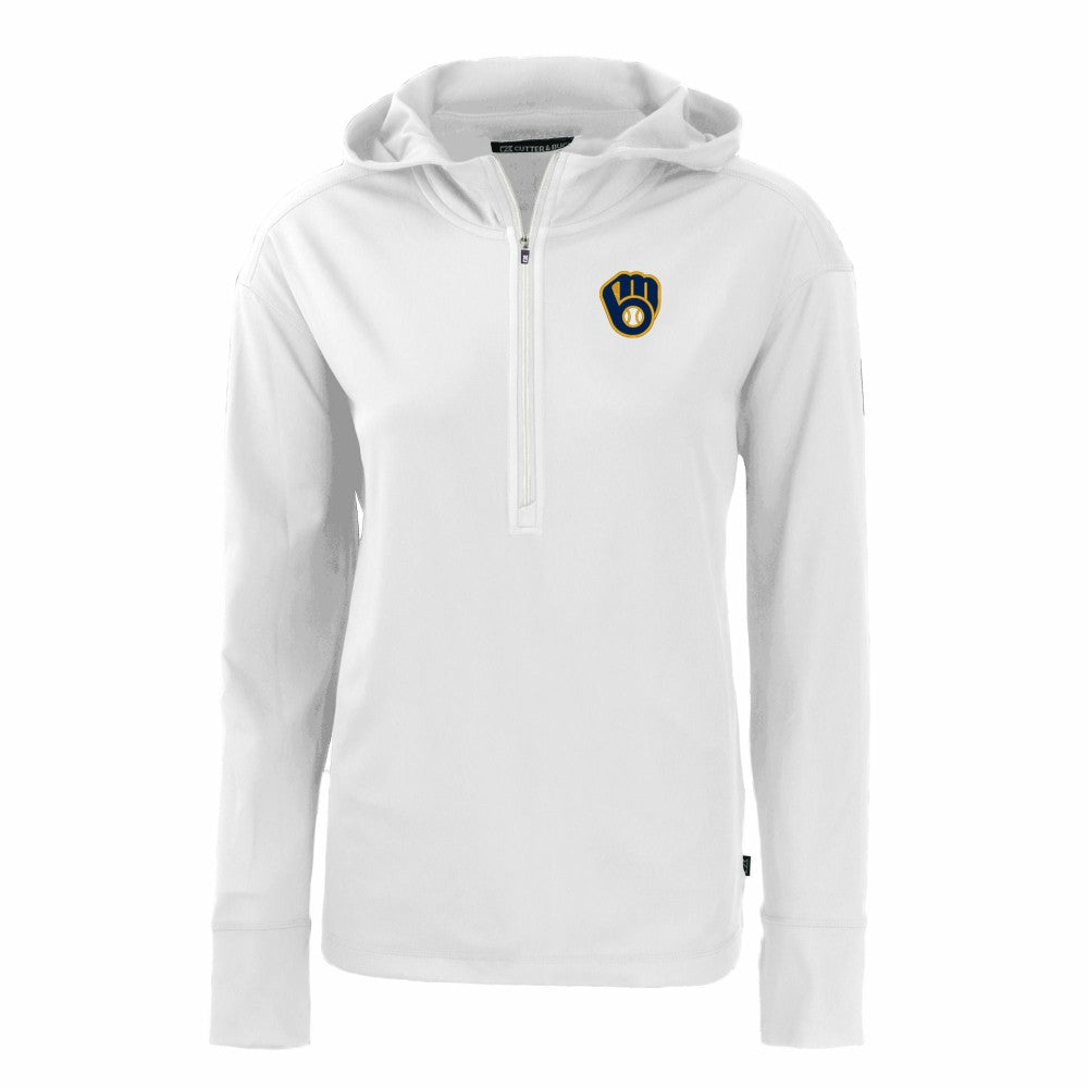 Milwaukee Brewers Cutter & Buck Women's Daybreak Eco Recycled Half-Zip Hoodie - MLB