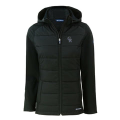Colorado Rockies Cutter & Buck Women's Evoke Hybrid Eco Softshell Recycled Full-Zip Hoodie Jacket - MLB