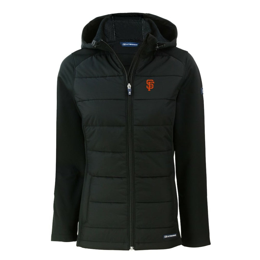 San Francisco Giants Cutter & Buck Women's Evoke Hybrid Eco Softshell Recycled Full-Zip Hoodie Jacket - MLB