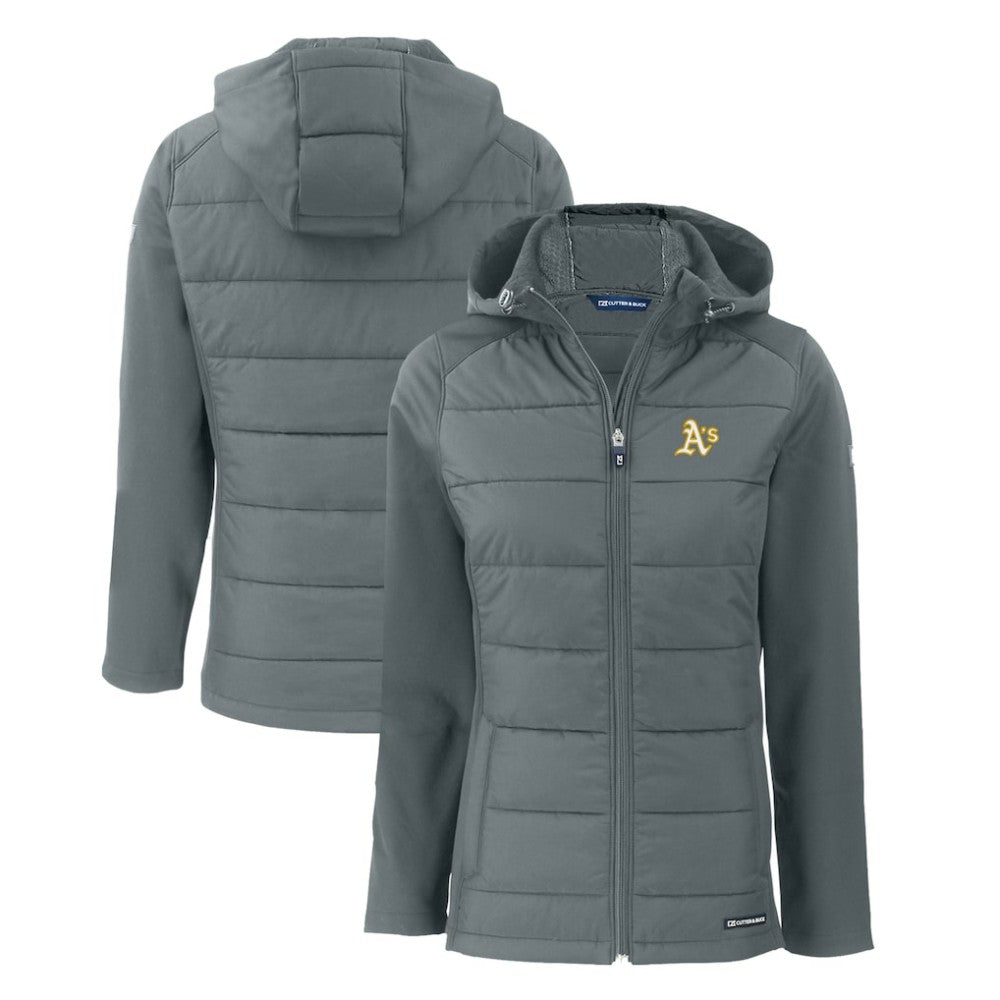 Athletics Cutter & Buck Women's Evoke Hybrid Eco Softshell Recycled Full-Zip Hoodie Jacket - MLB