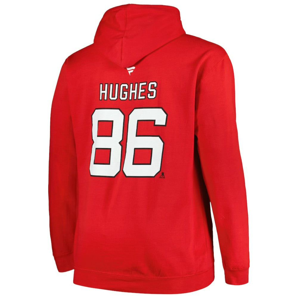 Jack Hughes New Jersey Devils Profile Big & Tall Name & Number Pullover Hoodie - Red - NHL