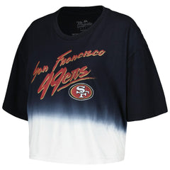 Christian McCaffrey San Francisco 49ers Majestic Threads Women's Dip-Dye Player Name & Number Crop Top Black/White | NFL