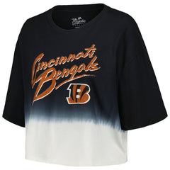 Joe Burrow Cincinnati Bengals Majestic Threads Women's Dip-Dye Player Name & Number Crop Top Black/White | NFL