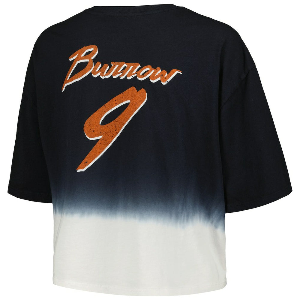 Joe Burrow Cincinnati Bengals Majestic Threads Women's Dip-Dye Player Name & Number Crop Top Black/White | NFL