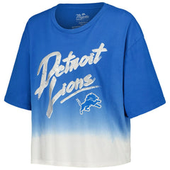 Aidan Hutchinson Detroit Lions Majestic Threads Women's Dip-Dye Player Name & Number Crop Top Blue/White | NFL