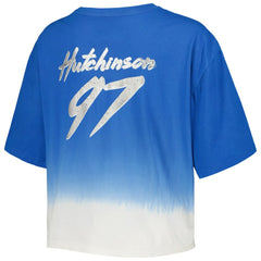 Aidan Hutchinson Detroit Lions Majestic Threads Women's Dip-Dye Player Name & Number Crop Top Blue/White | NFL