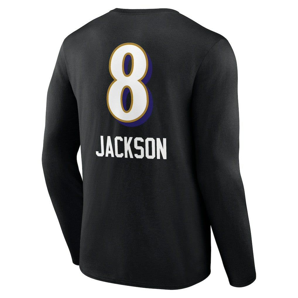 Lamar Jackson Baltimore Ravens Team Wordmark Long Sleeve T-Shirt Black | NFL