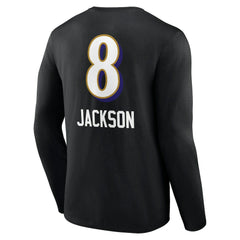 Lamar Jackson Baltimore Ravens Team Wordmark Long Sleeve T-Shirt Black | NFL