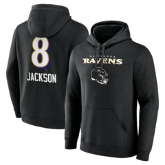 Lamar Jackson Baltimore Ravens Team Wordmark Pullover Hoodie Black | NFL