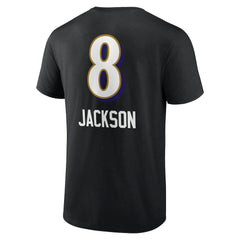 Lamar Jackson Baltimore Ravens Team Wordmark Name & Number T-Shirt Black | NFL