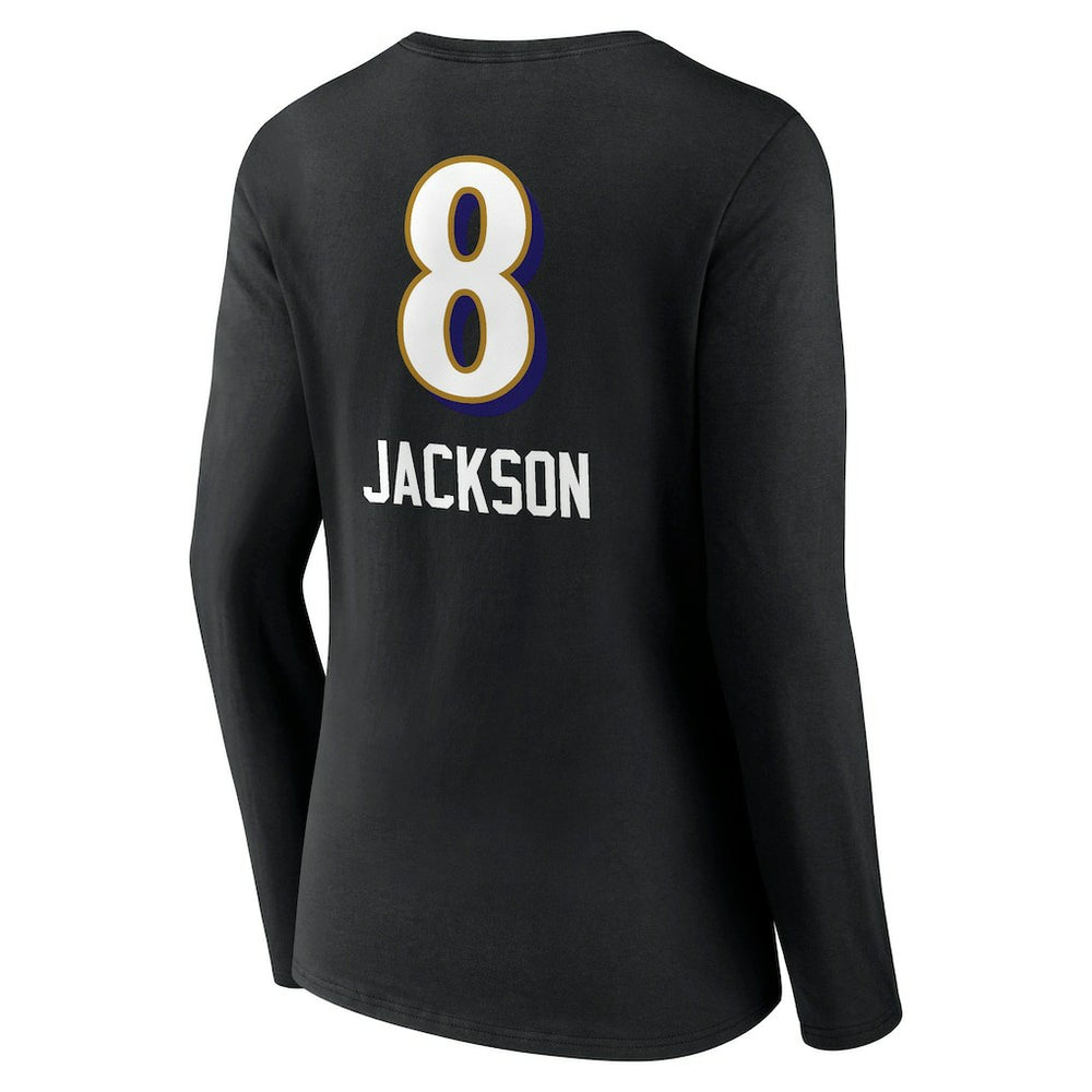 Lamar Jackson Baltimore Ravens Women's Team Wordmark Long Sleeve V-Neck T-Shirt Black | NFL