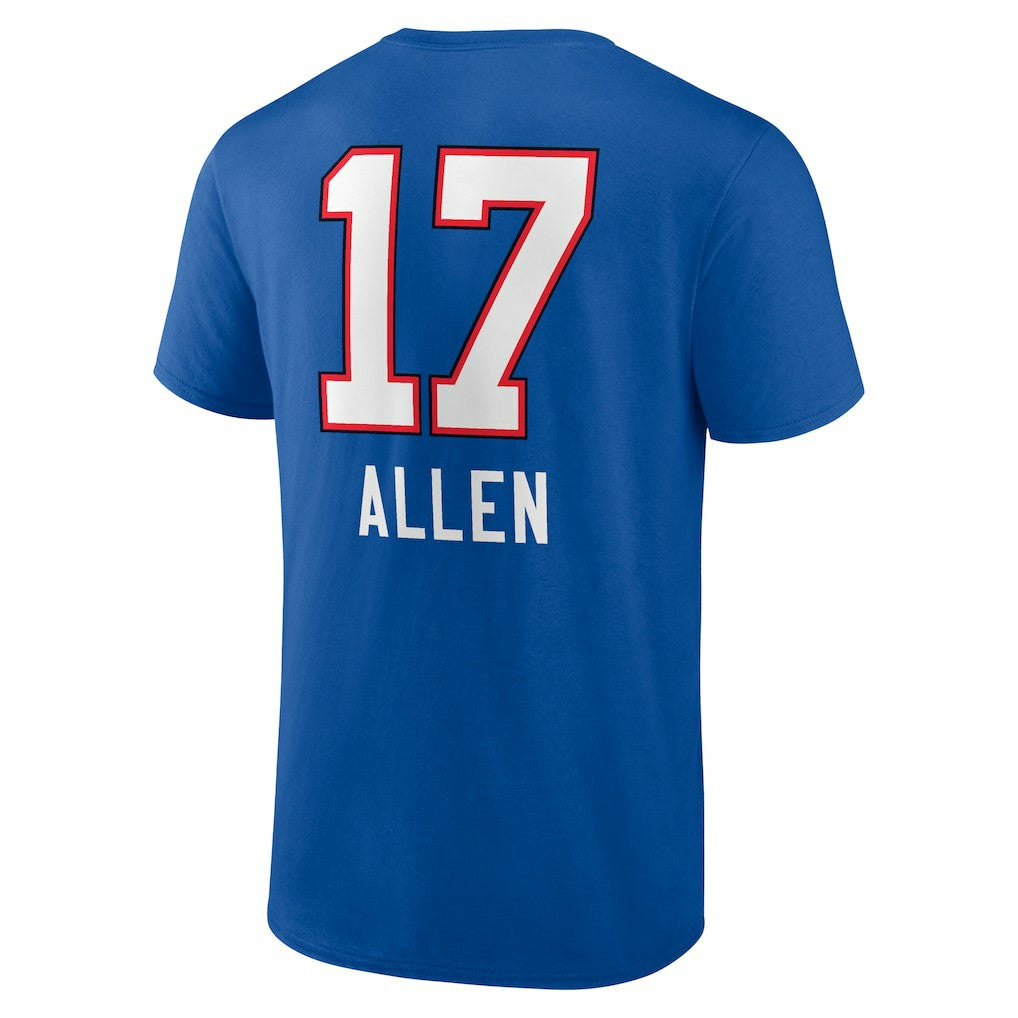 Josh Allen Buffalo Bills Team Wordmark Name & Number T-Shirt Royal | NFL