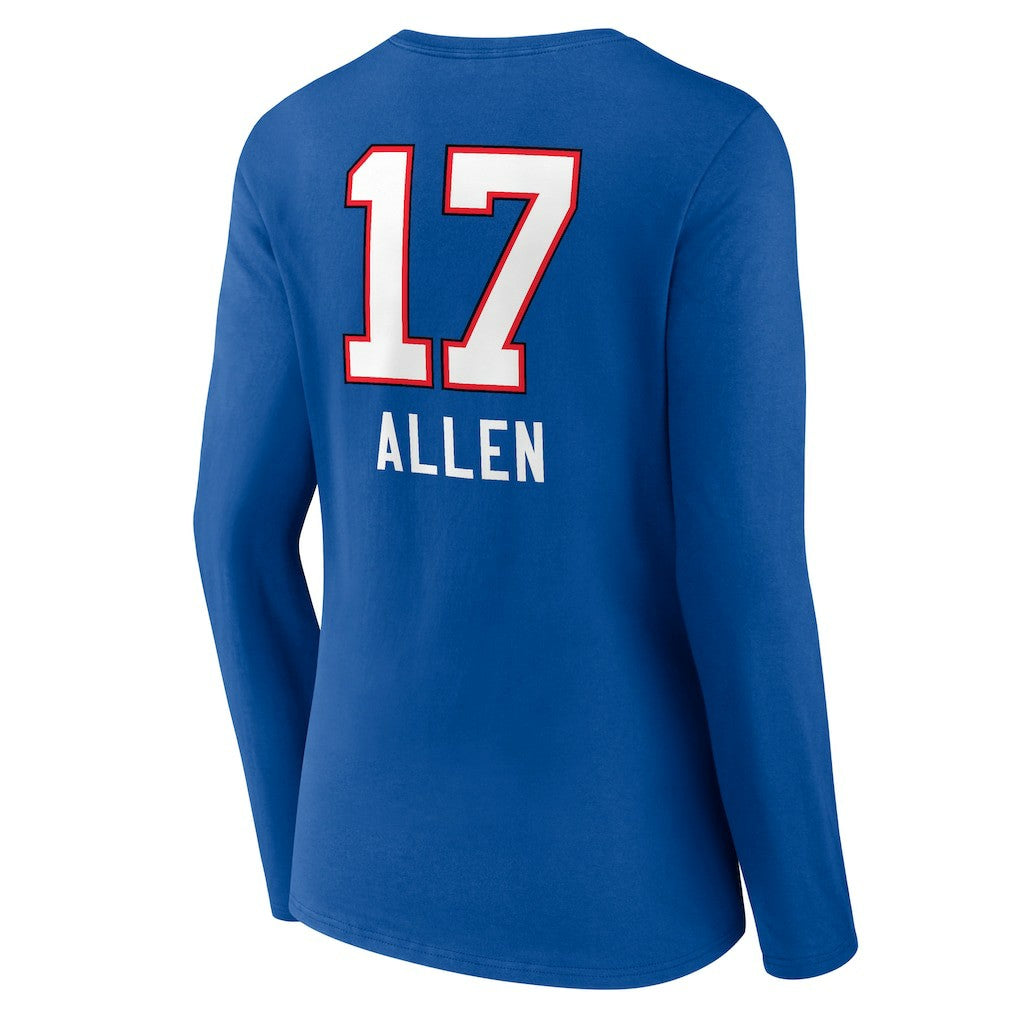 Josh Allen Buffalo Bills Women's Team Wordmark Long Sleeve V-Neck T-Shirt Royal | NFL