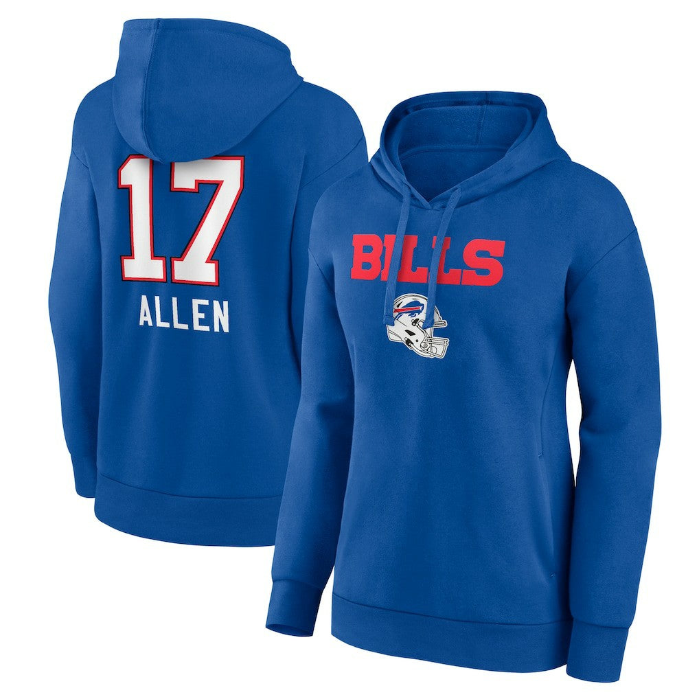 Josh Allen Buffalo Bills Women's Team Wordmark Pullover Hoodie Royal | NFL