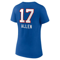 Josh Allen Buffalo Bills Women's Team Wordmark Name & Number V-Neck T-Shirt Royal | NFL