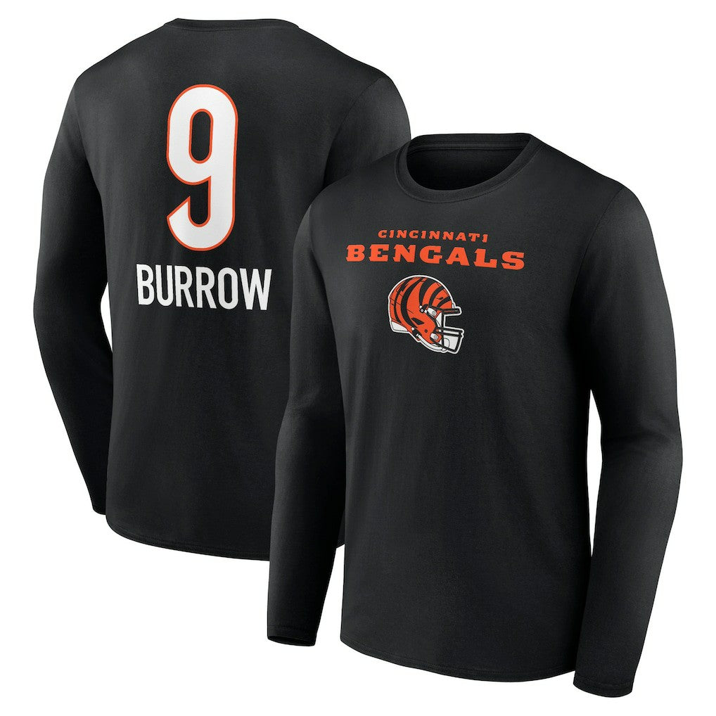 Joe Burrow Cincinnati Bengals Team Wordmark Long Sleeve T-Shirt Black | NFL