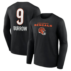 Joe Burrow Cincinnati Bengals Team Wordmark Long Sleeve T-Shirt Black | NFL