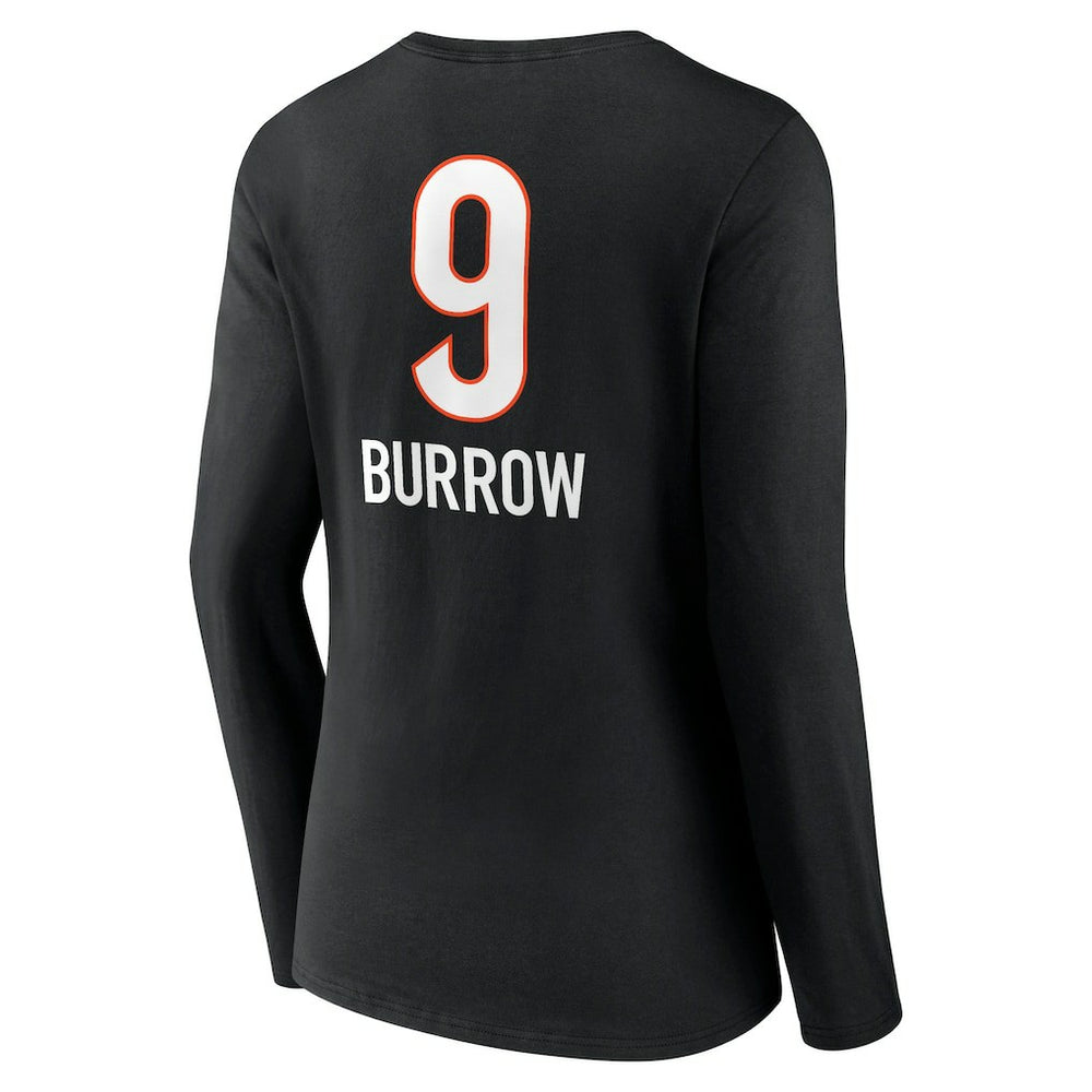 Joe Burrow Cincinnati Bengals Women's Team Wordmark Long Sleeve V-Neck T-Shirt Black | NFL